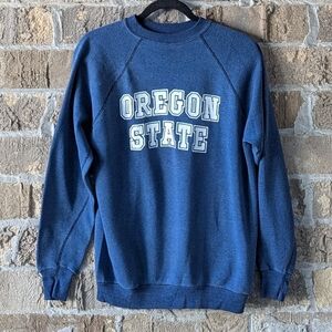 VTG 70s Tultex Oregon State Raglan Sleeve Crew Neck Sweatshirt Blue White Large